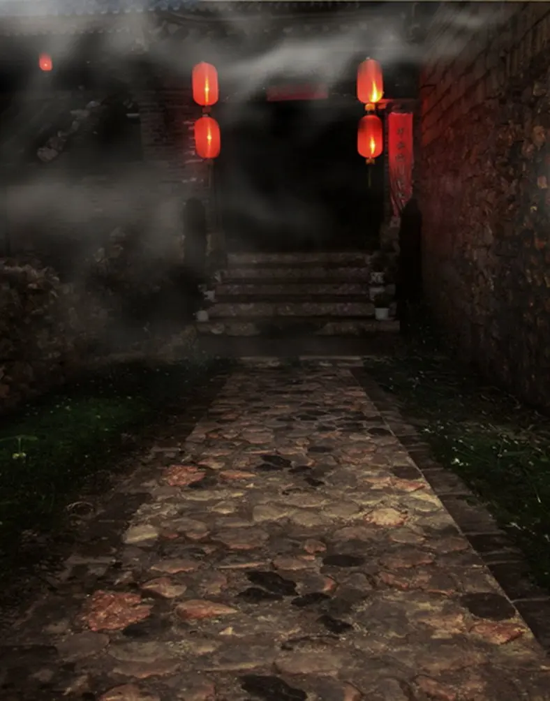 흐릿한 빈티지 중국 전통 집 사진 배경, 5x7ft, 사진 소품, 스튜디오 배경