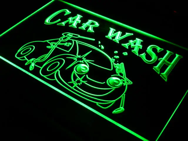 i196 OPEN Car Wash Display Shop  Auto LED Neon Light Light Signs On/Off Switch 20+ Colors 5 Sizes