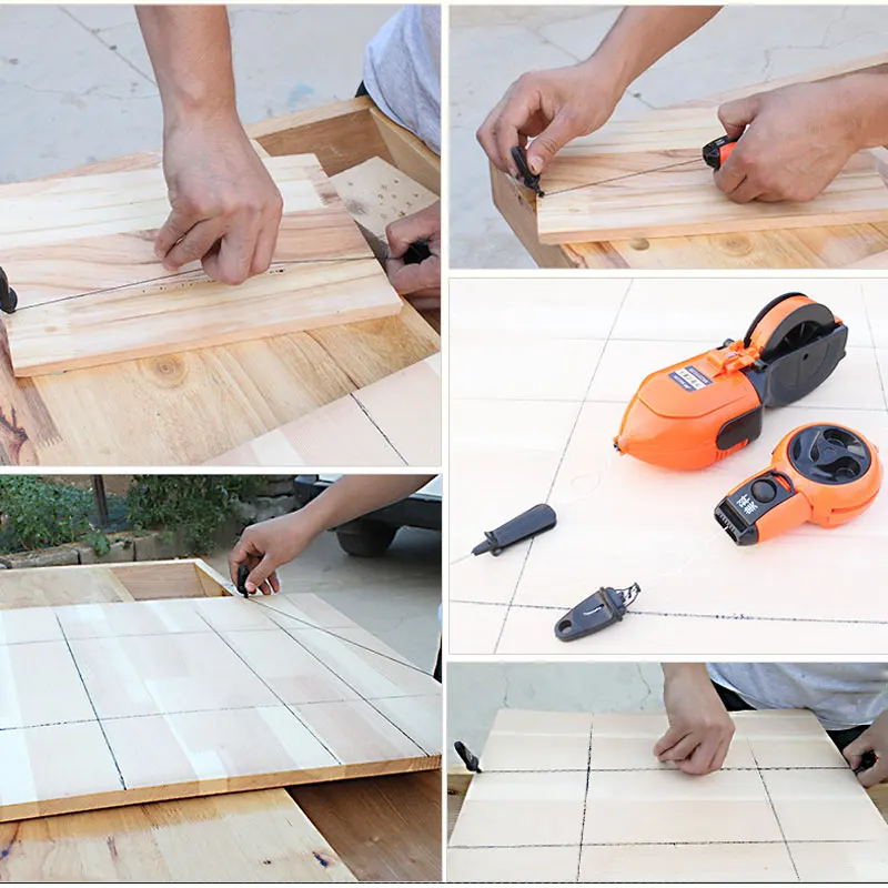 Di plastica Marcatura Strumento Falegname Automatico Rewind Inchiostro A Scatto Linea Scriber Manuale Gesso Inchiostro in Linea Retta Gear con 7m 15m Cavo