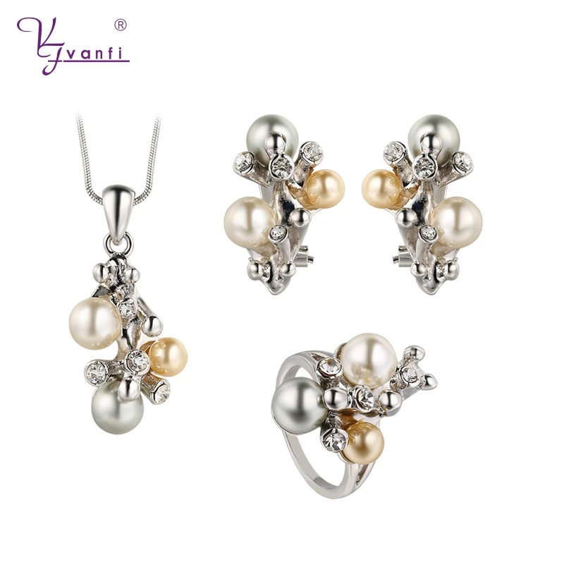 

kfvanfi silver color imitation pearl rhinestones zinc alloy jewelry sets elegant fashion birthday gift for women for girls