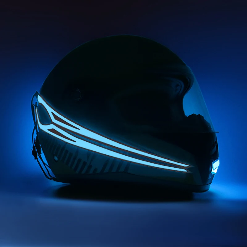 For Nuoxintr Motorcycle Helmet Light Strip Waterproof LED Cold Light Night Riding Signal Luminous Modified Light Helmet Sticker