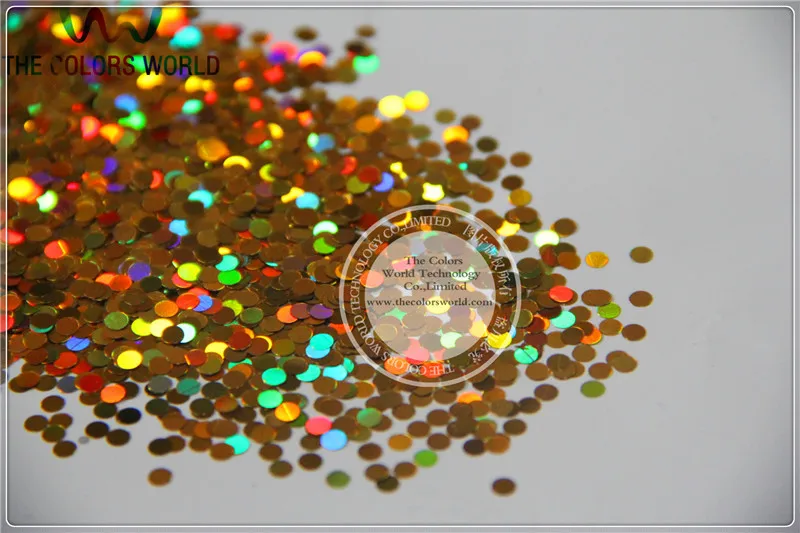 LM-2 Size 3 mm laser holographic Gold color Glitter paillette Dot shape spangles for Nail Art  and DIY supplies1pack=50g