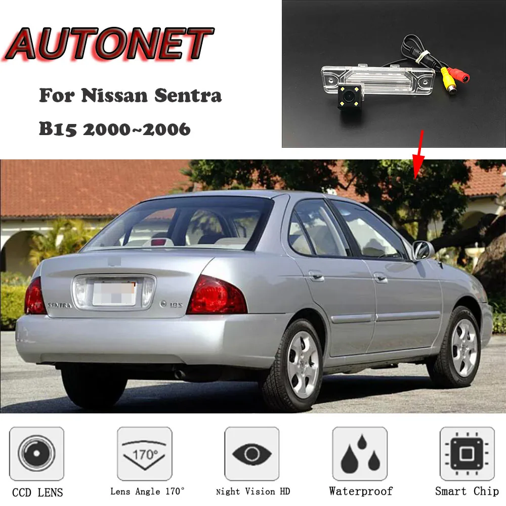 AUTONET HD Night Vision Backup Rear View camera For Nissan Sentra B15 2000~2006 CCD/license plate Camera or Bracket