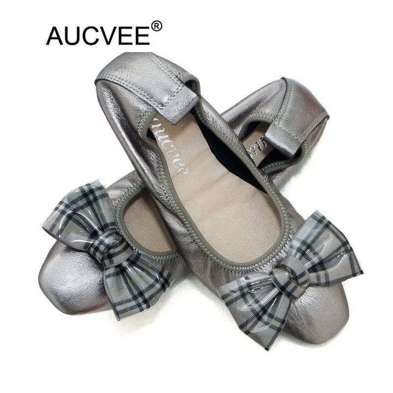 plaid-bow-women's-single-ballet-flat-shoes-korean-genuine-leather-women-loafer-soft-bottom-square-toe-ladies-flats-shoes-size-43