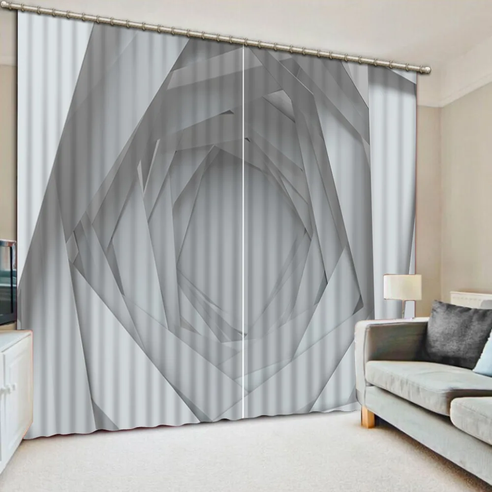 

Geometry decoration window curtains for living room bedroom kitchen 3D curtains stereoscopic blackout photo print curtains