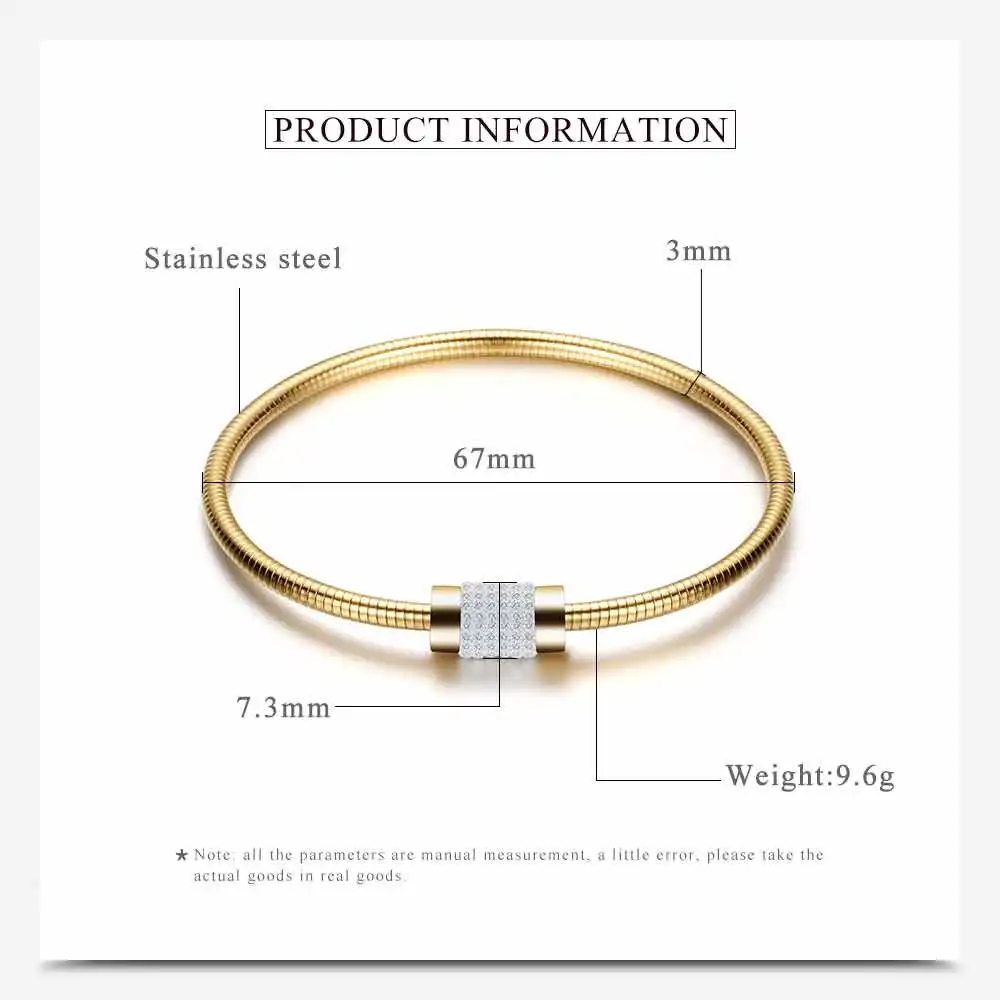 Luxury Jewelry Brand Rose Gold/Gold/Silver Color Bangles Bracelet For Women Classic Stainless Steel Cubic Zirconia Bangle