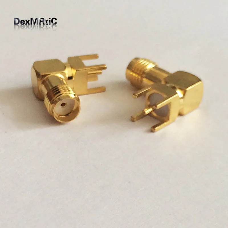 1 pc Porca Jack RF Coaxial Conector SMA Fêmea PCB Ângulo Direito Goldplated NOVO atacado