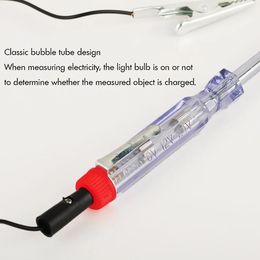 DC 6V-24V Xe Hơi Bút Thử Điện Áp Bút Có Đèn Báo, mở Rộng Kim Loại Dẫn Điện Kẹp Xe Sửa Chữa Điện Máy