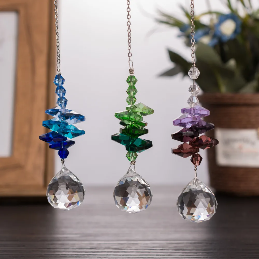 20mm Crystal Ball Colorful Lamp Rainbow Prisms Loquat Shape Chandelier Glass Window Hanging Pendant Suncatcher For Home Gift