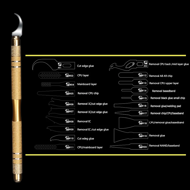 

MECHANIC 20in1 Multi-function Mobile Phone Chip Motherboard Disassemble Knife CPU Demolition Blade Remove Glue Rework Tool