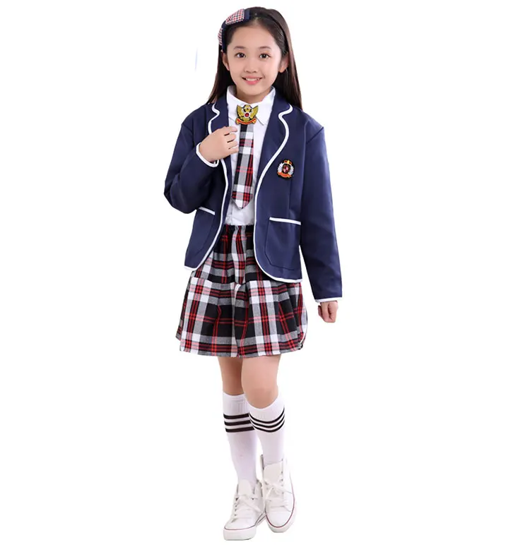 Scuola di Abbigliamento Uniforme E A Maniche Lunghe Uniformi Scolastiche Studente Coro di studenti Della Scuola Primaria di Lettura Britannico Per Bambini