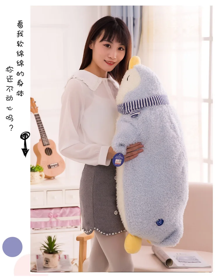 

big new plush lying scarf penguin toy lovely blue penguin doll gift about 90cm 2665