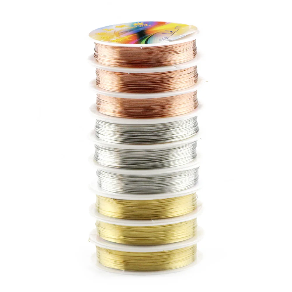 Copper Wire 0.2/0.3/0.4/0.5/0.6/0.8/1.0mm Silver Plated Gold Color Red Beading Metal Cord Bracelet Jewelry DIY Making Findings