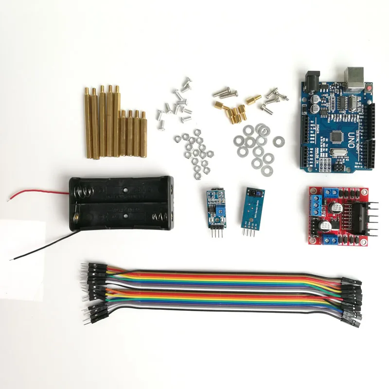 Starter Kit for Arduino Smart Car Chassis for arduino, L298N Motor Drive Shield, Tracking Module, Dupont Line