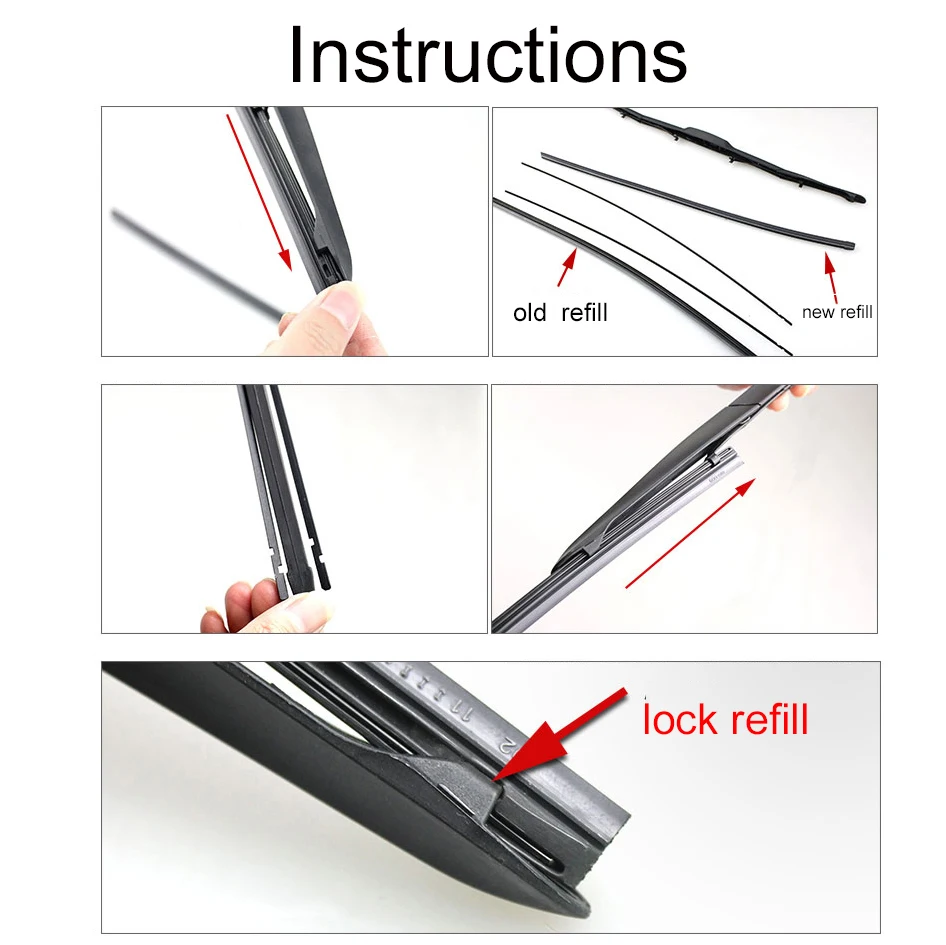 2Pcs/lot AAA-Grade Car Auto Vehicle Soft Rubber Refills For Front Windshield Hybrid Wiper Blades 8.5mm 14"15"16"18"20"22"24"26"