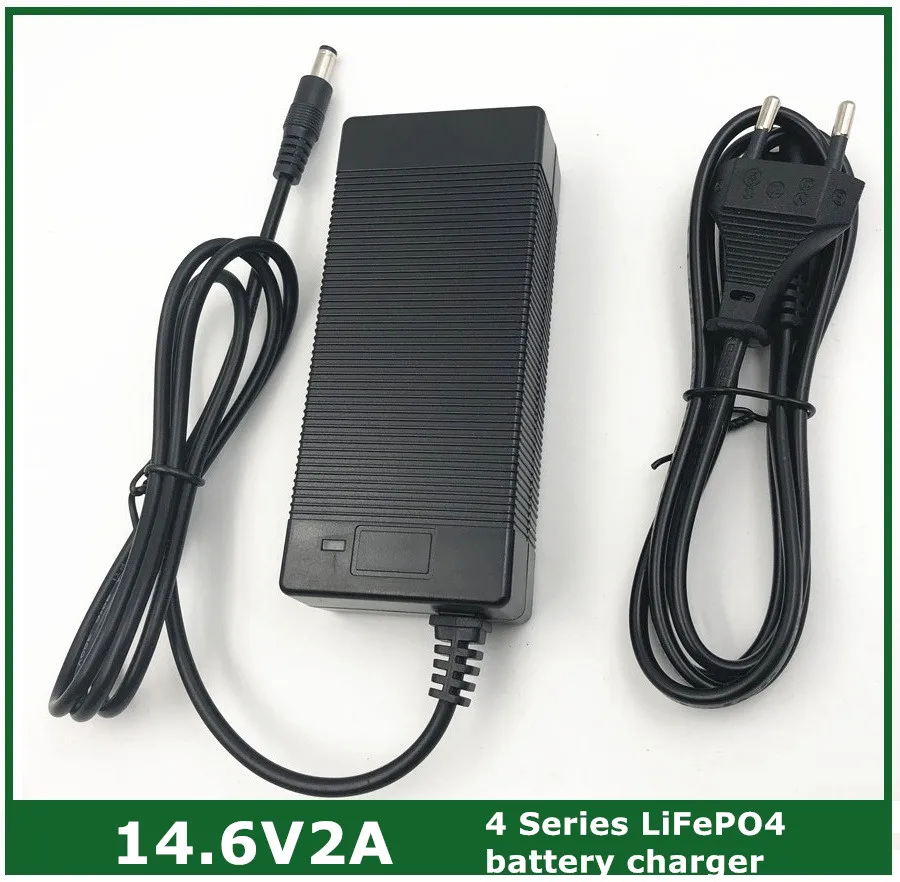 14.6V 2A LiFePO4 شاحن 4 سلسلة 12V 2A Lifepo4 شاحن بطارية 14.4V بطارية الشواحن الذكية ل 4S 12V LiFePO4 البطارية