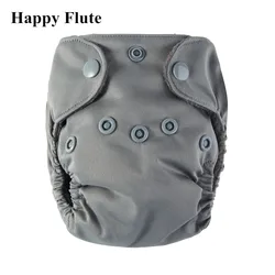 Happy Flute-pañales de carbón de bambú para recién nacido, doble fuelle, NB AIO, pañal de tela con botón del vientre, 8 colores sólidos, ajuste de 2-5KG