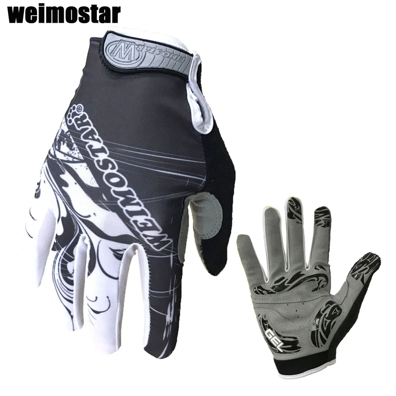 Weimostar long White Cycling Gloves Shockproof Gel padded Bike Glove Men Bicycle Full Finger Gloves Women MTB  Racing Gloves red