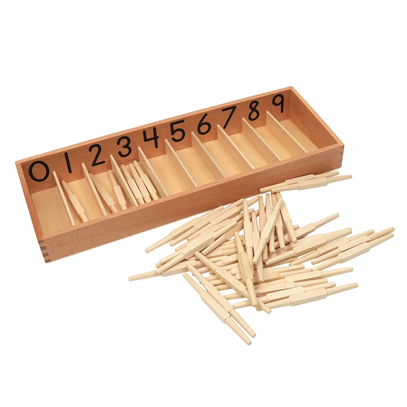 Caja de husillos de madera para materiales matemáticos Montessori, juego de conteo para niños, juguetes de aprendizaje de números/cantidad, herramientas educativas