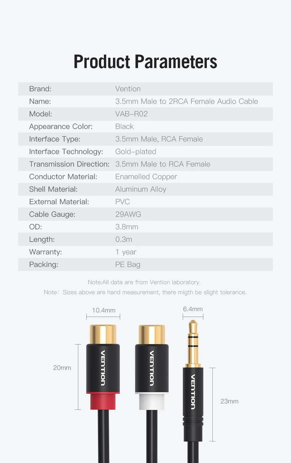 Tions 3,5mm Männlichen zu 2RCA Weibliche AUX Kabel RCA Jack Splitter Audio Y Kabel für iPhone Computer Lautsprecher Stereo 3,5 kabel RCA – Detail 13