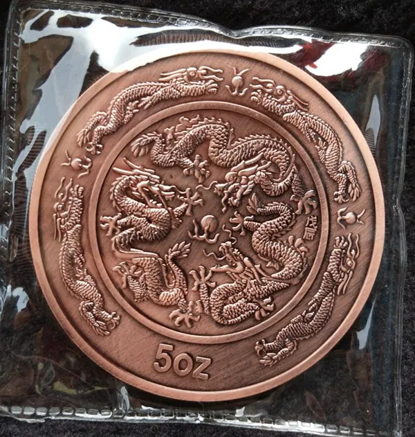 Cina Rare Collezioni drago statua in ottone monete Commemorative