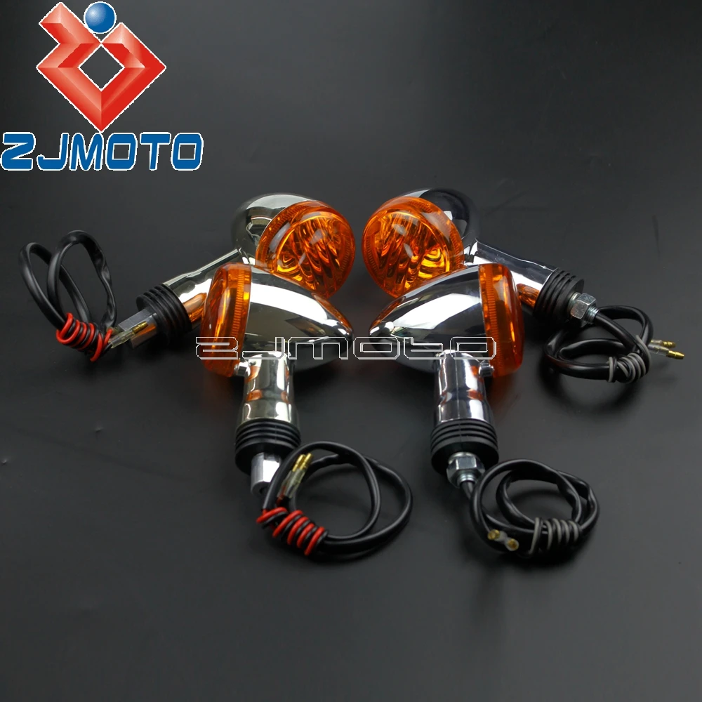 Chrome Motorcycle Amber Front Rear Turn Signal Indicator Light For Suzuki Boulevard M109R VRZ1800 2006-15 12V Turn Blinker Lamp