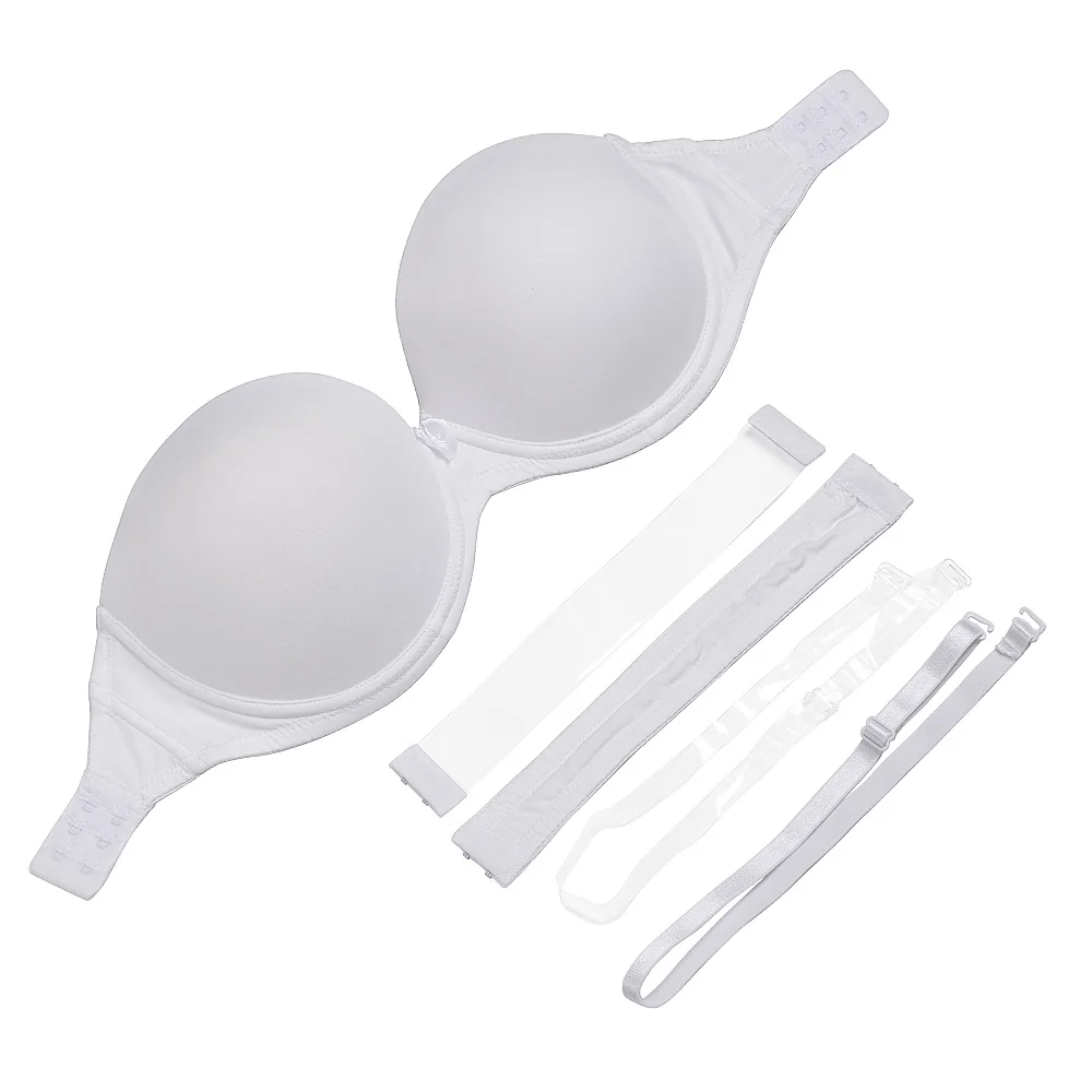 New Invisible Clear Back Strapless Bras Sexy Push up 2 breasted Bras Multiway Wedding Underwear Size 32 34 36 38 40 A B C D