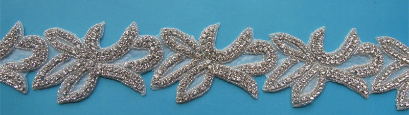 bridal rhinestone beaded applique flower trim WDD0225