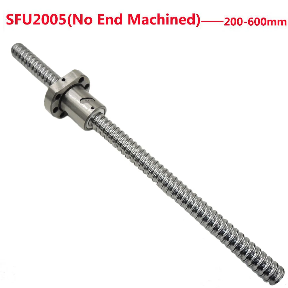 

1SET No End Machined SFU2005 200/250/300/350/400/450/500/550/600mm Ball Screw with 2005 Ball Nut OD 36mm CNC