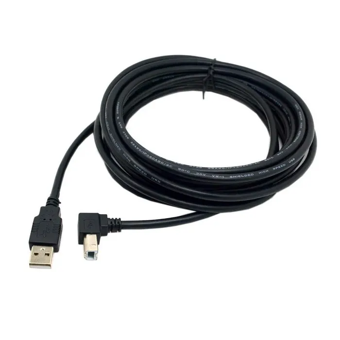 5m 16ft 500cm 표준 USB 2.0 A 유형 수-B 유형 프린터 스캐너 및 외장 하드 디스크 용 각도 90 도 케이블