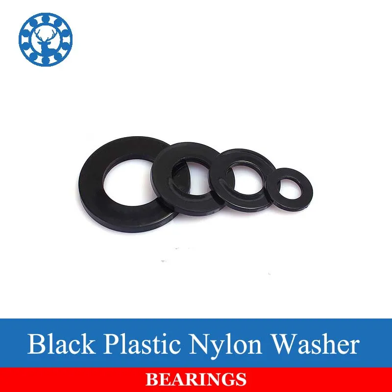 100 шт. DIN125 ISO7089 M2 M2.5 M3 M4 M5 черная пластиковая нейлоновая шайба с покрытием, плоская шайба с отверстием, уплотнители, прокладка, кольцо