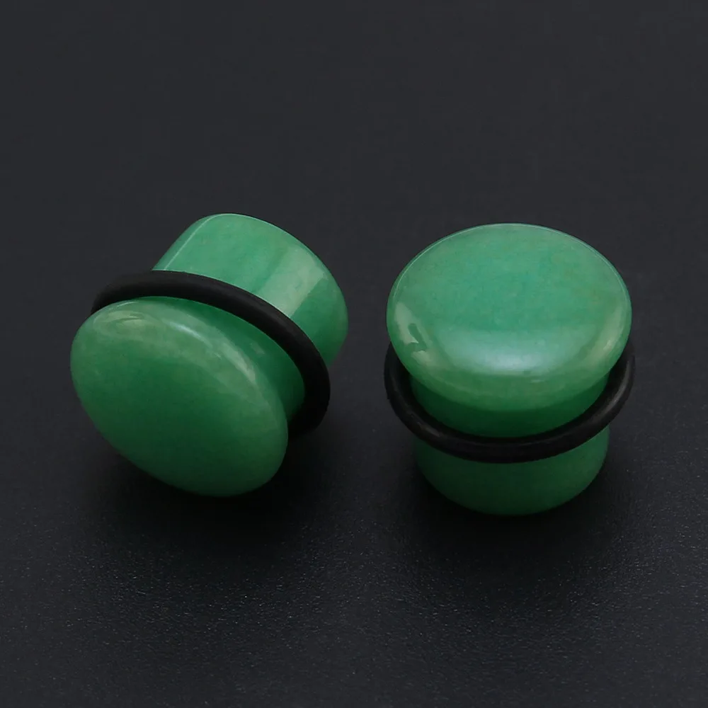 ZS 1 Pair 5MM-18MM Natural Stone Ear Plug And Tunnel Men Women Flesh Stretcher Single Flared Ear Expander Piercing Body Jewelry