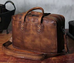 Sac à bandoulière vintage en cuir véritable pour homme, sac messager, sac à bandoulière pour homme, sac à main fourre-tout pour homme, grand sac pour ordinateur portable 15.4 