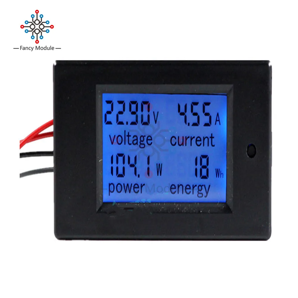 DC6.5-100V 0-20A 4 in1 misuratore di energia di corrente di tensione digitale LCD grande schermo Volt Ampere Watt voltmetro digitale DC amperometro