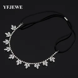 YFJEWE Fashion bride hair accessory full rhinestone transparent acrylic leaves headband  Women Birthday Party Gift H035