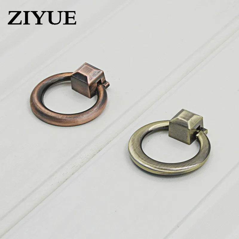 2pcs Free Shipping Zinc Alloy Antique Handle Single Hole Round Green Ancient European Rally Simple Wardrobe Door Pendant