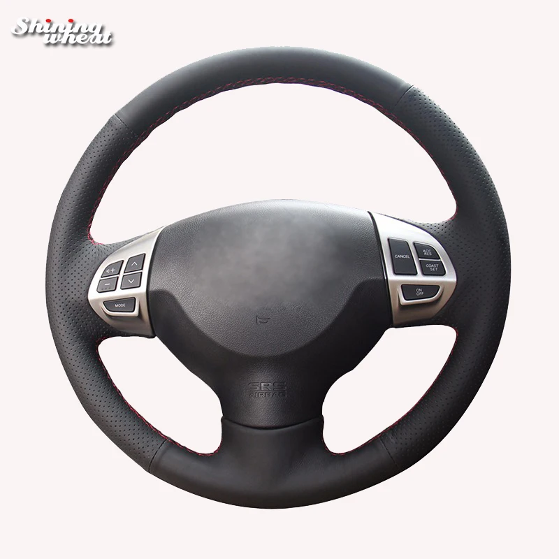 

Shining wheat Black Artificial Leather Steering Wheel Cover for Mitsubishi Lancer EX 10 Lancer X Outlander ASX Colt Pajero Sport