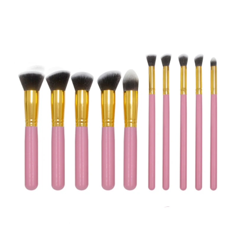 

10 in 1 Makeup Brush Set Kit Tool Include Synthetic Kabuki Cosmetics Foundation Blending Blush Eyeliner Face Powder Brush