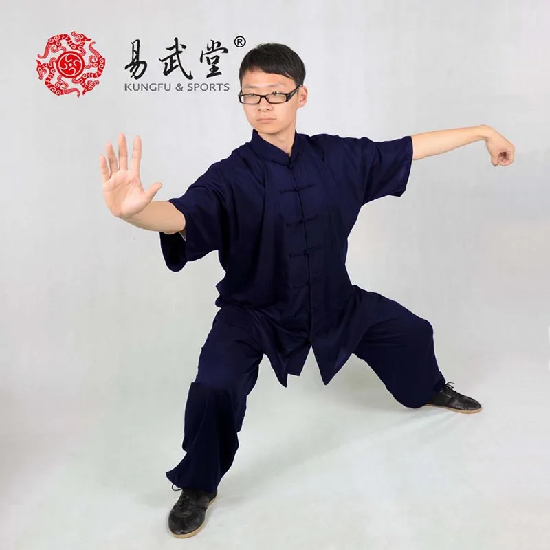 Yiwutang Unisex Short Sleeves Taichi Uniform Summer Kungfu Clothing Cotton  Martial Art Sets  Chinese Comfortable and Breathable