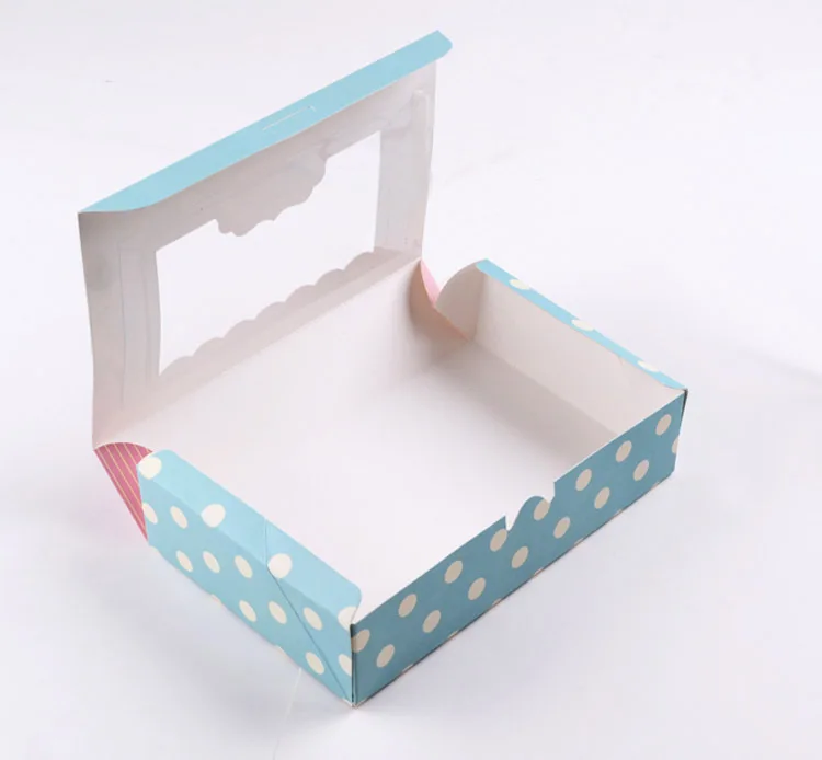

500pcs 21.5*13.5*5cm Vintage Packaging White cardboard Paper Wave window Box For Candy\Cake\Dessert \party Packing boxes