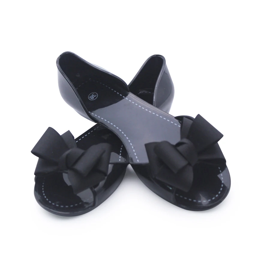 Cresfimix sandalias de mujer women casual home & beach sandals lady cute black bow tie jelly sandals lady casual soft sandals