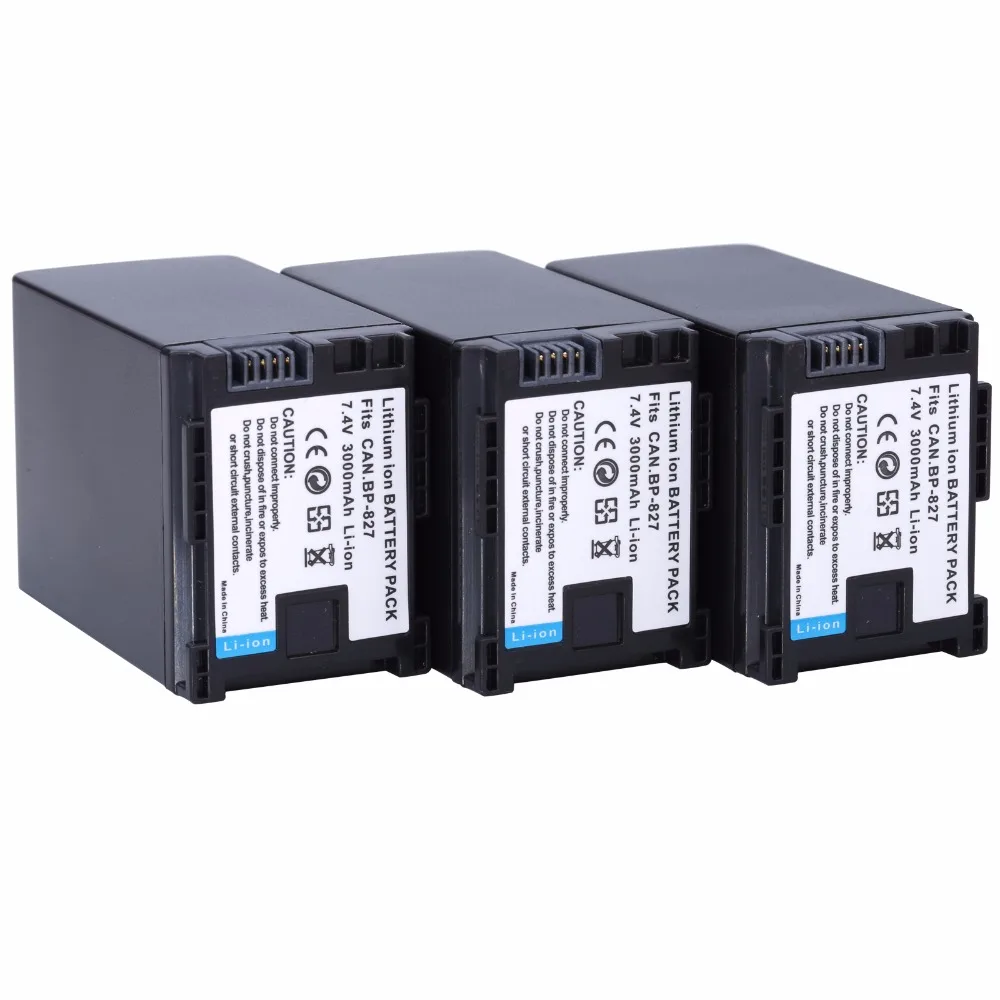 

3Pcs Probty BP-827 BP 827 Battery For Canon HF10 HF11 HF100 HF20 HF200 HF S10 S11 S100 S20 S21 S200 S30 G10 Digital Camera