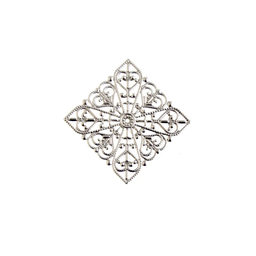 Free shipping 10PCS 3Color Embellishment Metal Crafts Gift Decoration DIY Square Filigree Connectors Hollow 4x4cm