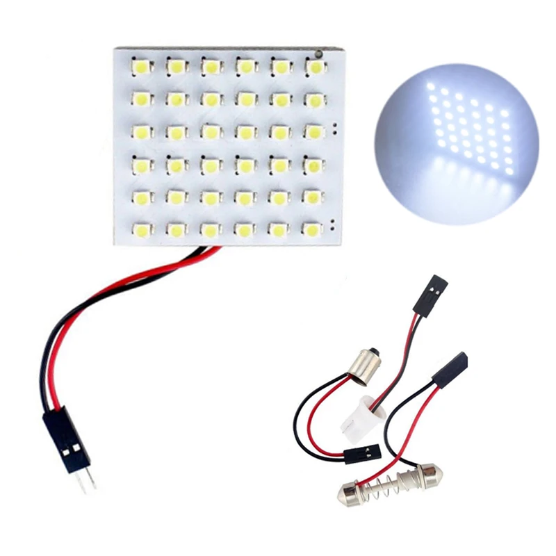 

100pcs Car Accessories Dome Panel reading Light 12/24/36/48 SMD 1210 LED with T10 BA9S C5W Adapter Festoon Base DC12V