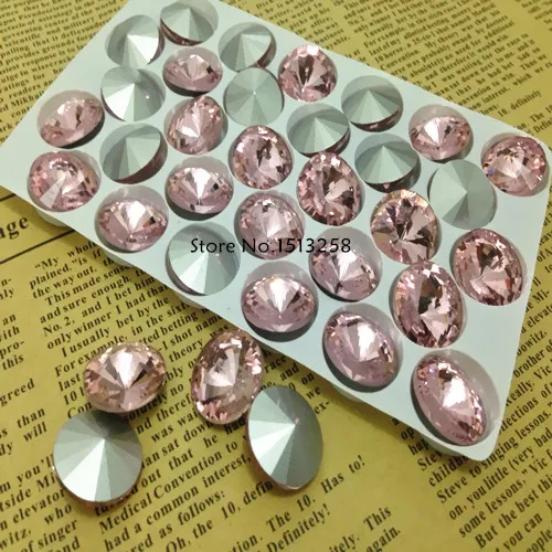 Pink Color Rivoli Crystal Fancy Stone Point Back Glass Stone For Jewelry Making 6mm 8mm 10mm 12mm 14mm 16mm 18mm