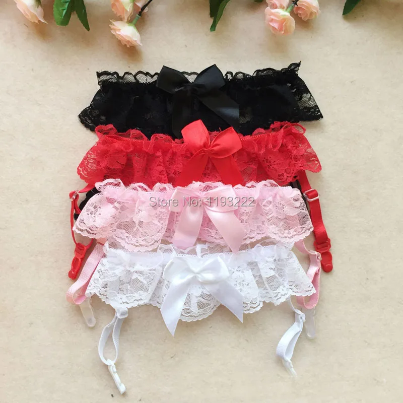 Sexy Girl Lolita Harajuku Cosplay Maid Wedding Lace Floral Elastic Choker Collar Bowknot Leg Garter Belt Suspender Strap