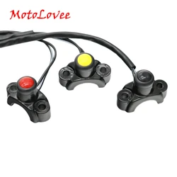 Motolovee 1 PC Red/Yellow Universal Motorcycle Switches Aluminum Handlebar Mount Headlamp Power Start Kill Fog Light Button