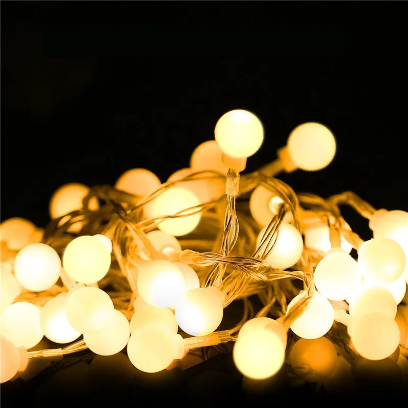 ECLH Fairy Lights Wodoodporna girlanda żarówkowa LED Ball Fairy String 3M 5M 10M USB LED String Light Świąteczna dekoracja ślubna Oświetlenie zewnętrzne