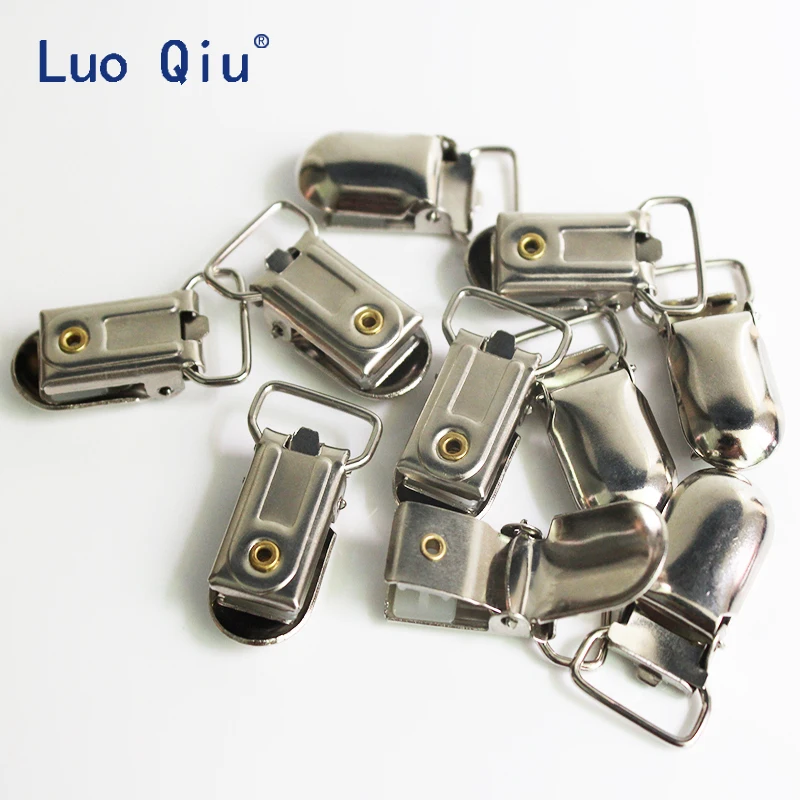 Luo Qiu 15mm 0.6 Inch Baby Round Metal Pacifier Clip Suspender Pica Holders Clips Antique Silver Garment Accessories 50pcs/lot