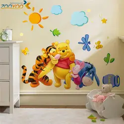 Winnie The Pooh With Friends Wall Stickers For Kids Room Home Decoration Cartoon Bear Pig Donkey Tiger animal Wall Mural Decal